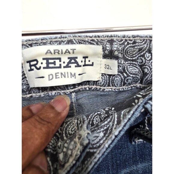 Ariat Women's Blue Denim Bootcut Jeans Size 32LWith Embroidered Back Pockets - Picture 9 of 10